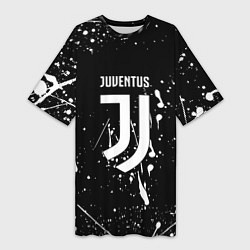Футболка женская длинная Juventus брызги красок текстура, цвет: 3D-принт