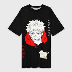 Женская длинная футболка Магическая битва Итадори двуликий