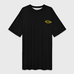 Футболка женская длинная Симъ победиши черно-оранжевый арт, цвет: 3D-принт