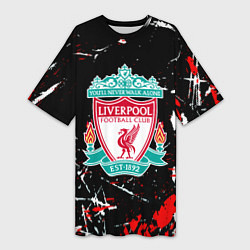 Женская длинная футболка Liverpool штрихи красок
