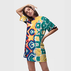 Футболка женская длинная Метаморфоза цвета и узора, цвет: 3D-принт — фото 2