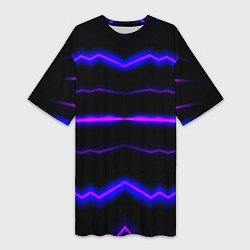 Футболка женская длинная Color multicoloured neon stripes, цвет: 3D-принт