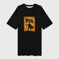 Женская длинная футболка Симъ победиши желто-черный орнамент