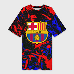 Женская длинная футболка Барселона абстрактные краски