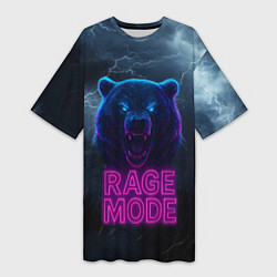 Футболка женская длинная Rage mode злой медведь, цвет: 3D-принт