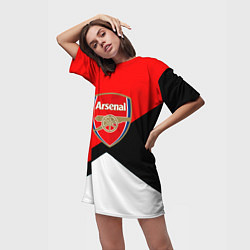 Футболка женская длинная Arsenal geometry sport, цвет: 3D-принт — фото 2