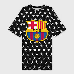 Женская длинная футболка Barcelona звезды