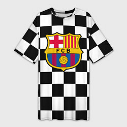 Женская длинная футболка Barcelona клетка