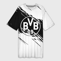 Женская длинная футболка Borussia черно белые полосы
