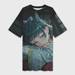 Женская длинная футболка Маомао с кошачьими ушками