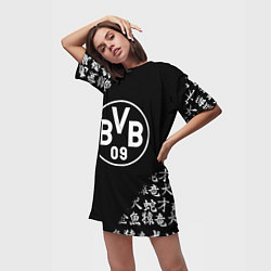 Футболка женская длинная Borussia китайские символы текстура, цвет: 3D-принт — фото 2
