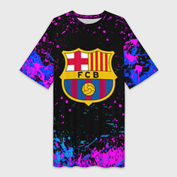 Женская длинная футболка Барселона неоновые краски