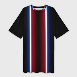 Женская длинная футболка Color white blue red neon
