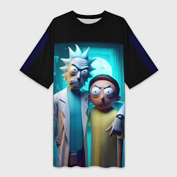 Футболка женская длинная Rick with Morty - halloween night, цвет: 3D-принт