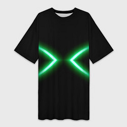 Футболка женская длинная Neon green lines, цвет: 3D-принт
