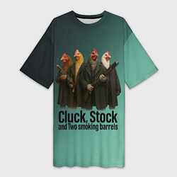 Женская длинная футболка Петухи - карты деньги два ствола