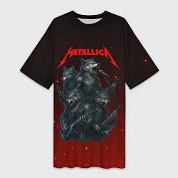 Женская длинная футболка Metallica в виде волков