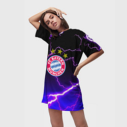 Футболка женская длинная Bayern Mnchen молнии шторм, цвет: 3D-принт — фото 2