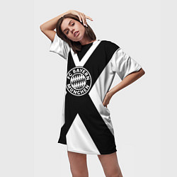 Футболка женская длинная Бавария Мюнхен полосы, цвет: 3D-принт — фото 2