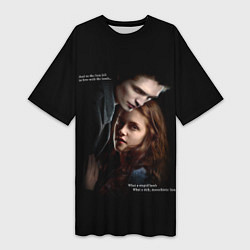Женская длинная футболка Белла и Эдвард: lion fell in love with the lamb me