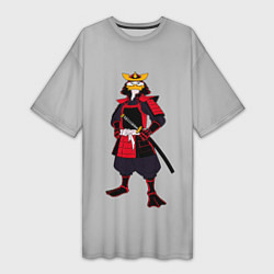 Женская длинная футболка Утка-самурай с катаной