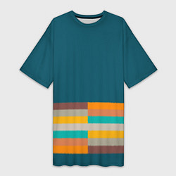 Женская длинная футболка Индиго и шумовой градиент заката с текстурой