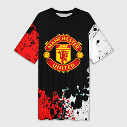 Женская длинная футболка Манчестер Юнайтед краски абстрактные