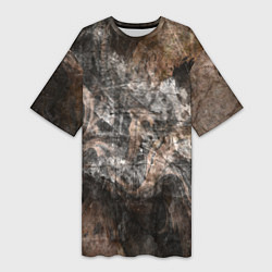 Футболка женская длинная Абстракция - brown darkness, цвет: 3D-принт