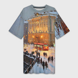 Женская длинная футболка Предновогодний Санкт-Петербург