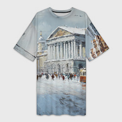 Женская длинная футболка Зимний Питер красками