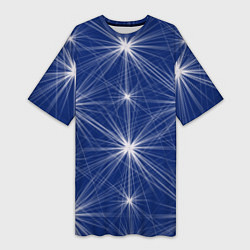 Футболка женская длинная Звезды на синем фоне, цвет: 3D-принт