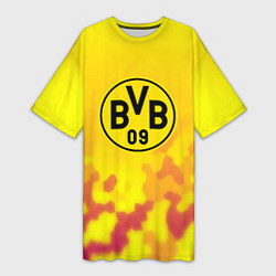 Женская длинная футболка Borussia камуфляж желтый текстура