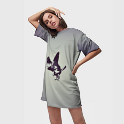 Футболка женская длинная Атакующий ястреб, цвет: 3D-принт — фото 2