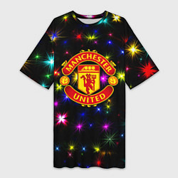 Женская длинная футболка Манчестер Юнайтед праздничные огни