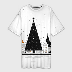 Женская длинная футболка Новый год - минимализм