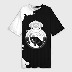Женская длинная футболка Реал Мадрид черно белые краски