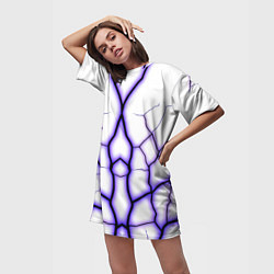 Футболка женская длинная Color white purple, цвет: 3D-принт — фото 2