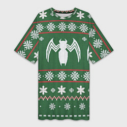 Футболка женская длинная Рождественский свитер Венома, цвет: 3D-принт