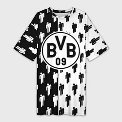 Женская длинная футболка Borussia черно белые люди