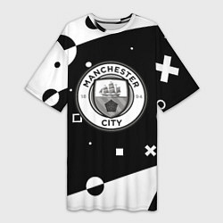 Женская длинная футболка Манчестер сити геометрия блэк