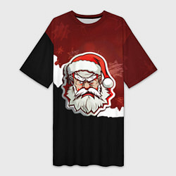 Женская длинная футболка Злой дед мороз красный и черный