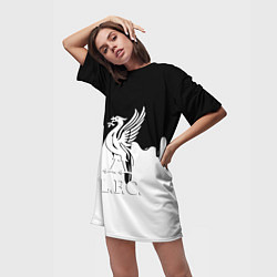 Футболка женская длинная Ливерпуль разводы красок, цвет: 3D-принт — фото 2