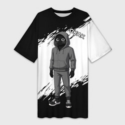 Женская длинная футболка Окак - кот мем