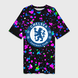 Женская длинная футболка Челси неоновые краски