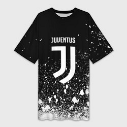 Женская длинная футболка Ювентус всплеск белых красок