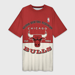 Футболка женская длинная NBA Bulls Vintage, цвет: 3D-принт