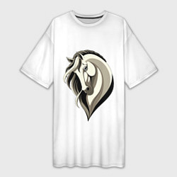 Футболка женская длинная Грациозная лошадь с гривой, цвет: 3D-принт