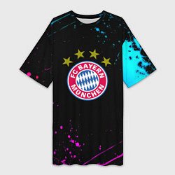 Женская длинная футболка Бавария Мюнхен неоновый всплеск