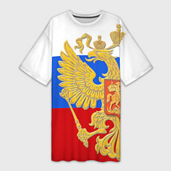 Женская длинная футболка Герб России: триколор