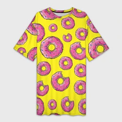 Женская длинная футболка Пончики Гомера